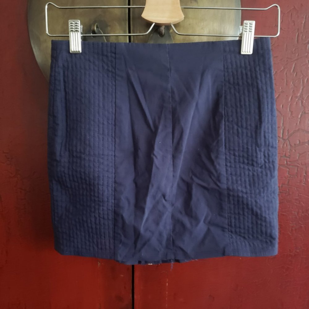 Dark Blue Mini Skirt With Centre Zipper Detail - Picture 6 of 6